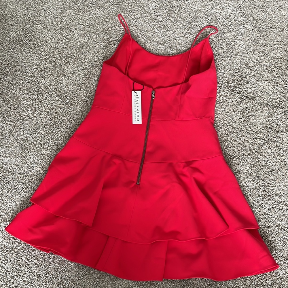 Alice + Olivia Red Tiered Mini Dress - Picture 9 of 12